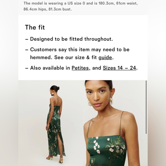 NEW Reformation Frankie Silk Dress in Buena Green Floral | size 0 - Picture 5 of 12